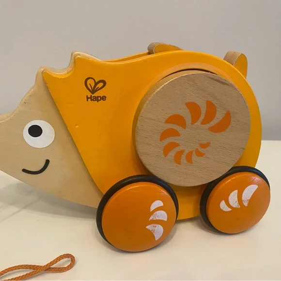 Hape Walk Along Wooden Hedgehog Montessori Pull Toy - Picture 5 of 8